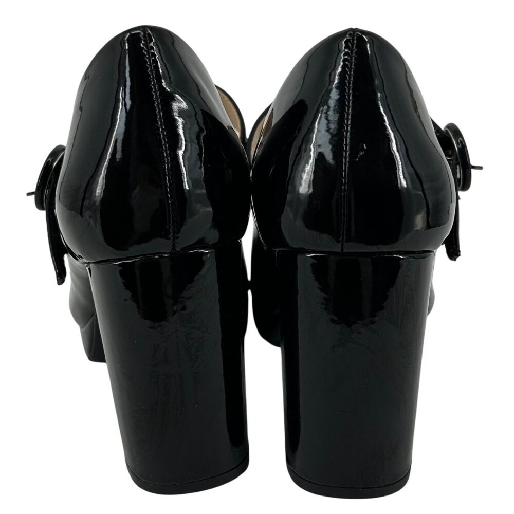 Black Patent Mary Jane Chunky Block Heels Womens 8 Platform Buckle Strap Whimsy - Picture 4 of 11